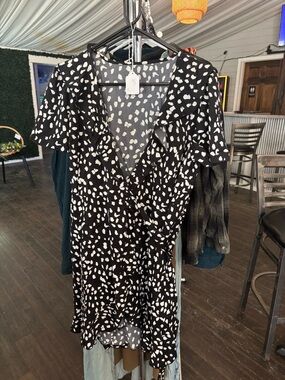 Cupshe Black and White Polka Dot Midi Wrap Dress